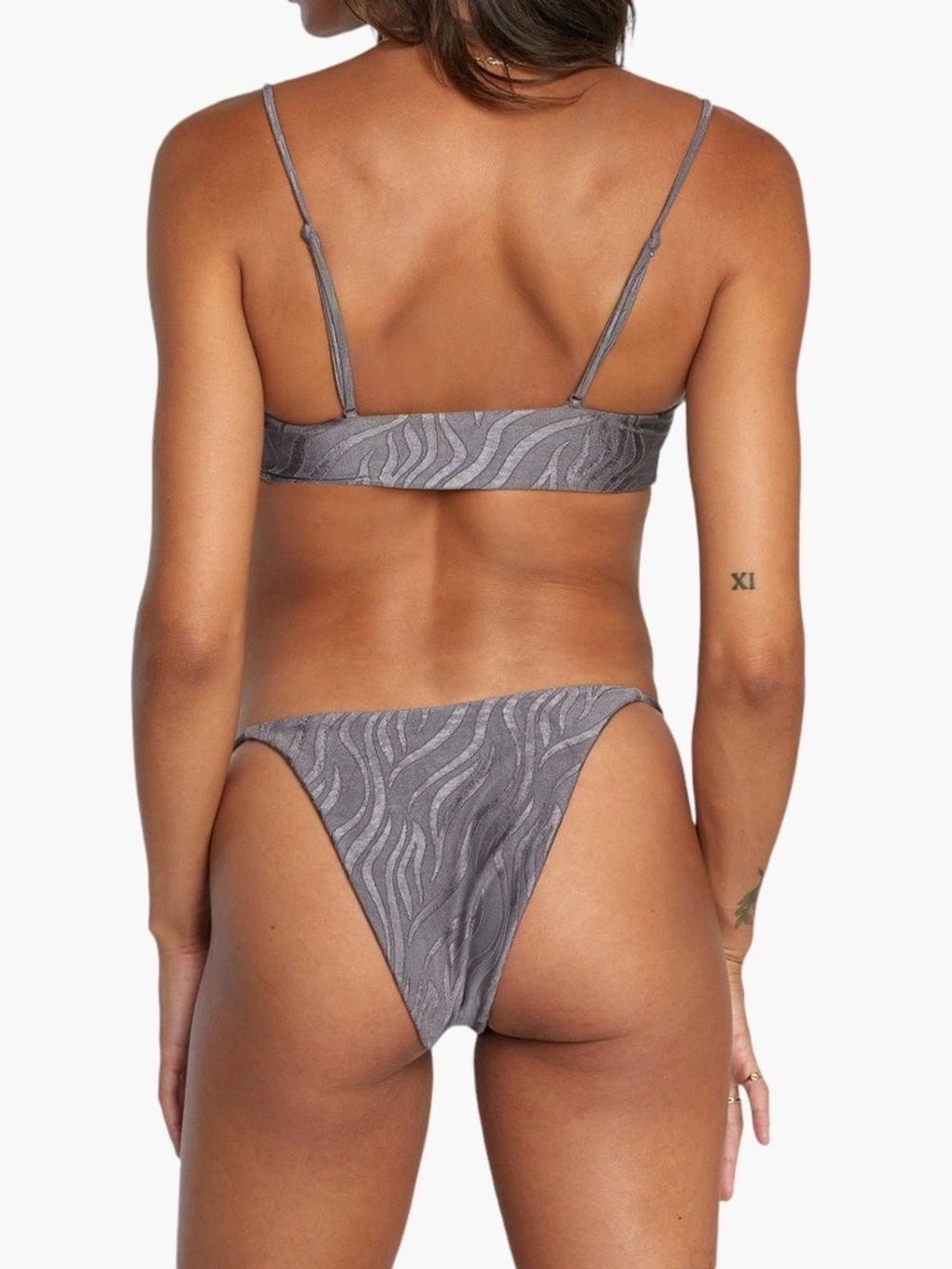 RVCA Gray Shimmer Tiger Stripe Women's Bikini Set - S/M